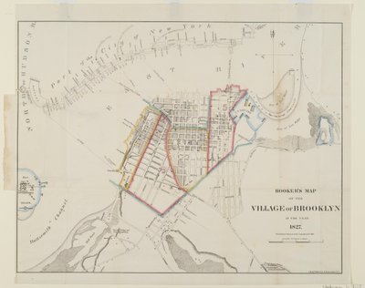 Mapa de Hooker del pueblo de Brooklyn, 1861 de American School